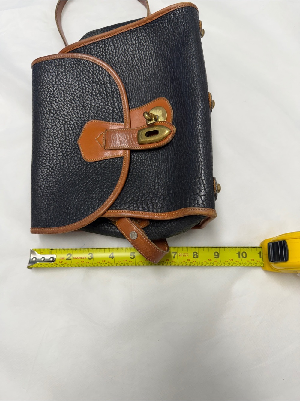 Dooney & Bourke Vintage Black Pebbled Leather Crossbody with Brown Trim - Picture 12 of 16